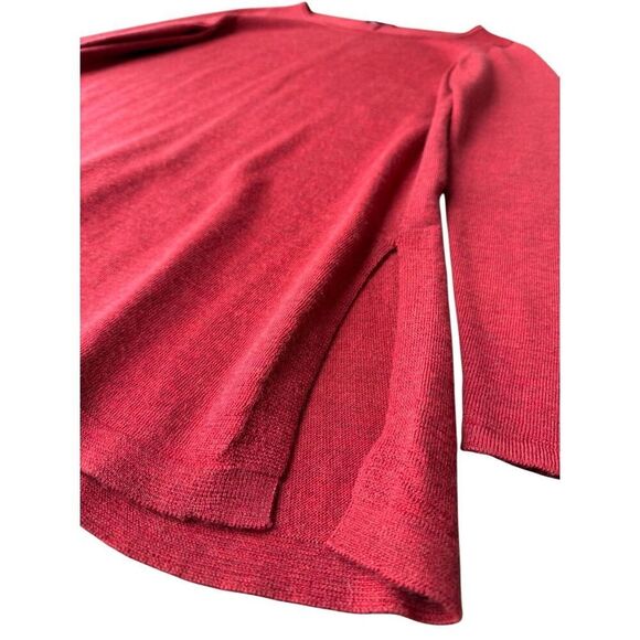 Eileen Fisher 100% Merino Wool Orange Red Long Sleeve Tunic Top Size M Petite - Picture 9 of 9